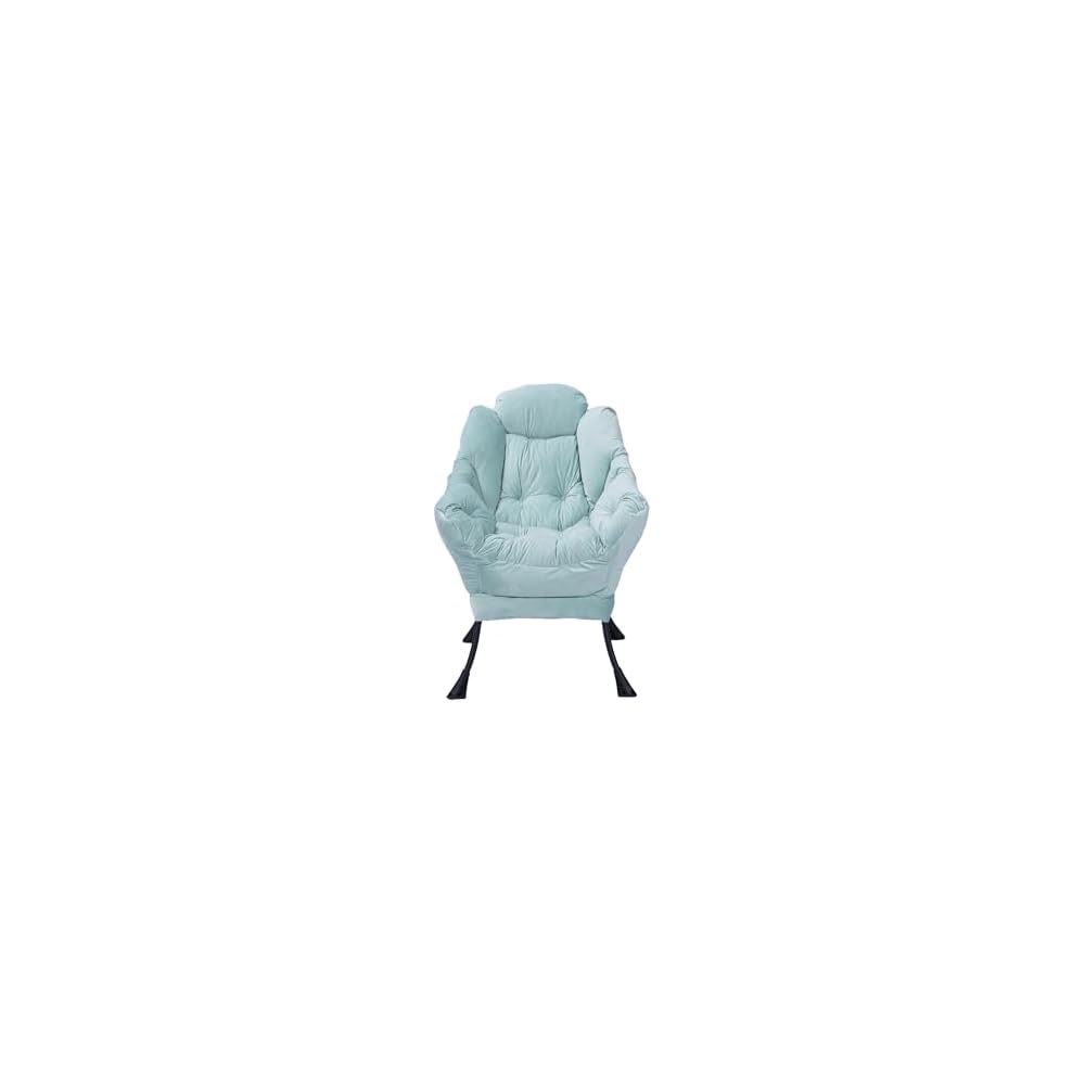 Modern Lazy Chair with Armrests Side Pocket Leisure Upholstered Sofa Chair Set Reading Chair with Footrest Green One Size