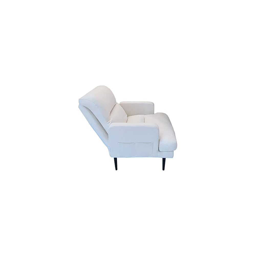 Two-Layer Cushion Sofa Chair with Multi-Stage Adjustable Backrest, Easy to Assemble, White and Dark Gray Comfortable Chair (White)