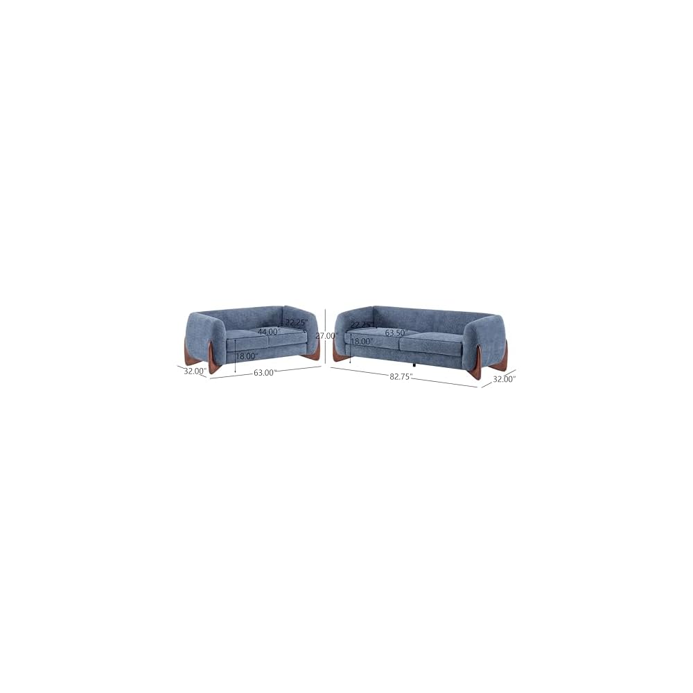 Christopher Knight Home Almad 2 Pieces Sofa Couch Set, Cozy 3-Seater Sofa and Loveseat for Living Room, Upholstered Couch Chair, Soft Seating Lounge Sofa with Wood Frame, Boucle Fabric, Navy Blue