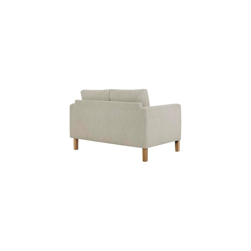 Modway Hawken 54 Inch Boucle Loveseat in Parchment Beech with Wood Legs – Mid-Century Modern Small Space 2-Seater Sofa for Living Room, Bedroom, or Office Lounge