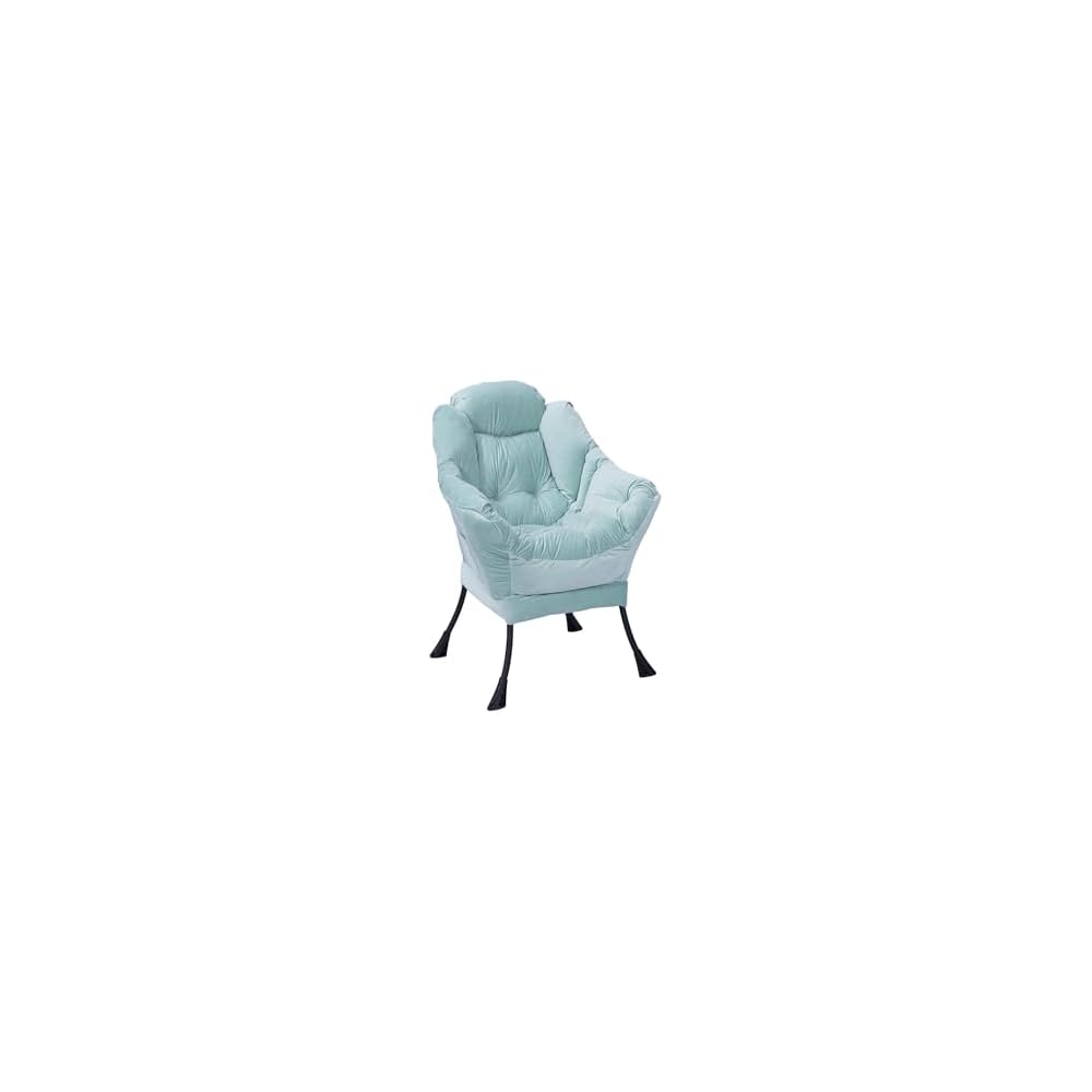 Modern Lazy Chair with Armrests Side Pocket Leisure Upholstered Sofa Chair Set Reading Chair with Footrest Green One Size