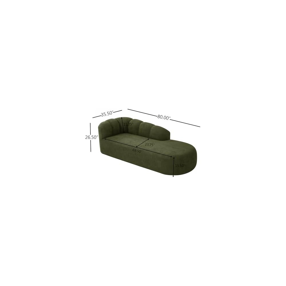 Christopher Knight Home Presie Upholstered Boneless Chaise Lounge Chair Indoor, Comfy Chaise Lounge Sofa for Bedroom, Modern Home Sofa Living Room, No Assembly Required, Olive Green