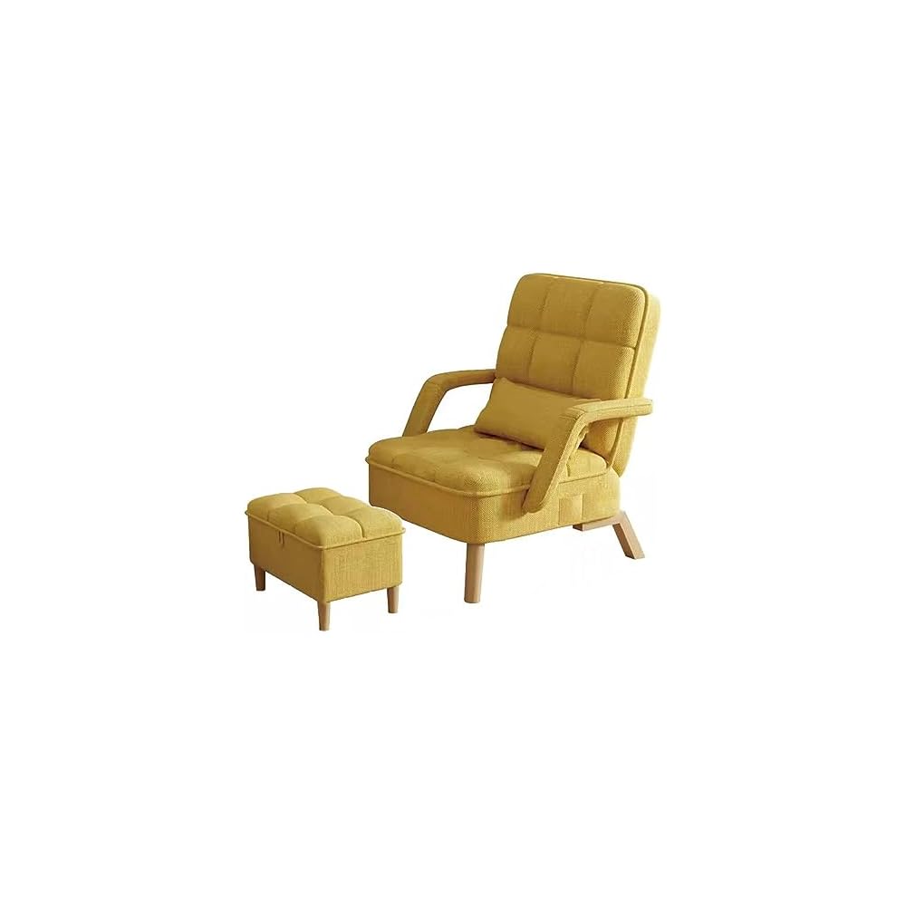 Modern Armchair with Soft Cushion and Ottoman Recliner Chair for Bedroom or Living Room Lounge Seat with Pillow Wood Legs Dark Grey
