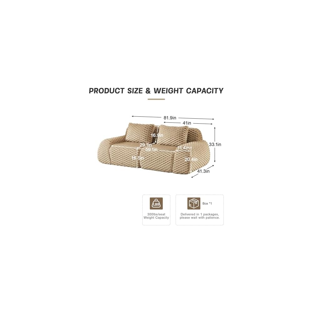 Modular Sectional Sofa, Flannelette Fabric Couch (Light Camel, 2 Seat Sofa)