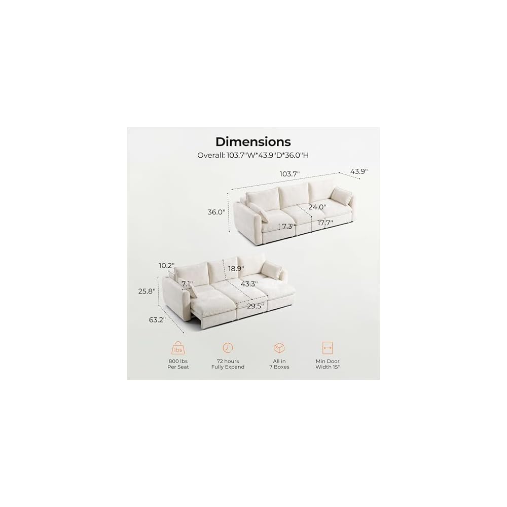 103" Electric Pull Out Sleeper Sofa Bed, 2in1 Power Extendable Couch Bed