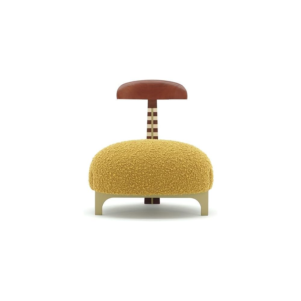 Modern Sculptural Accent Chair with Teddy Upholstery, Creative Lounge Chair for Living Room, Bedroom, Hotel Reception Seating (Red)