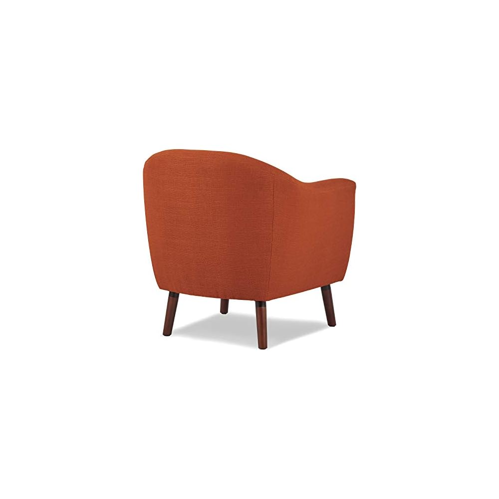 Homelegance Lucille Modern Accent Chair, Upholstered Reading Chair with Button-Tufted Back, Sloped Arms, Removable Seat Cushion Cover and Espresso Wood Legs, for Living Room, Bedroom or Office, Orange