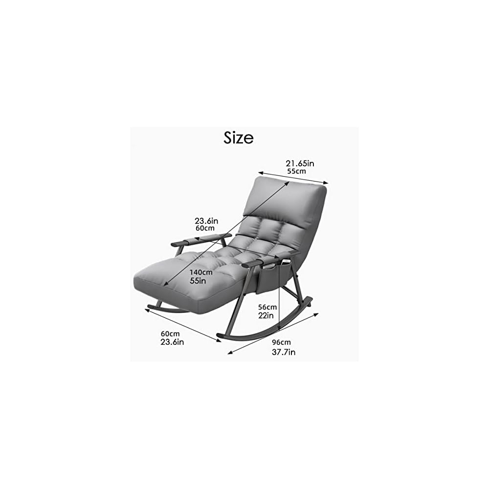Living Room Reclining Rocking Chair,Modern Armchair,Indoor Relaxing Chair with Side Pocket, Steel Frame Anti-tilt Design,Soft Sleeper Chair (Color : Orange)