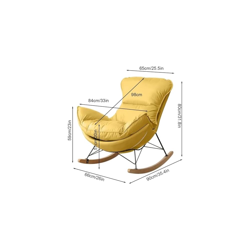 Leisure Sofa Rocking Chair and Footstool, Modern Armless Chair Recliner Chair,Sofa Chair for Bedroom,Balcony, Comfortable  Chair with Seat Cushion (Color : /Orange C, Size : W