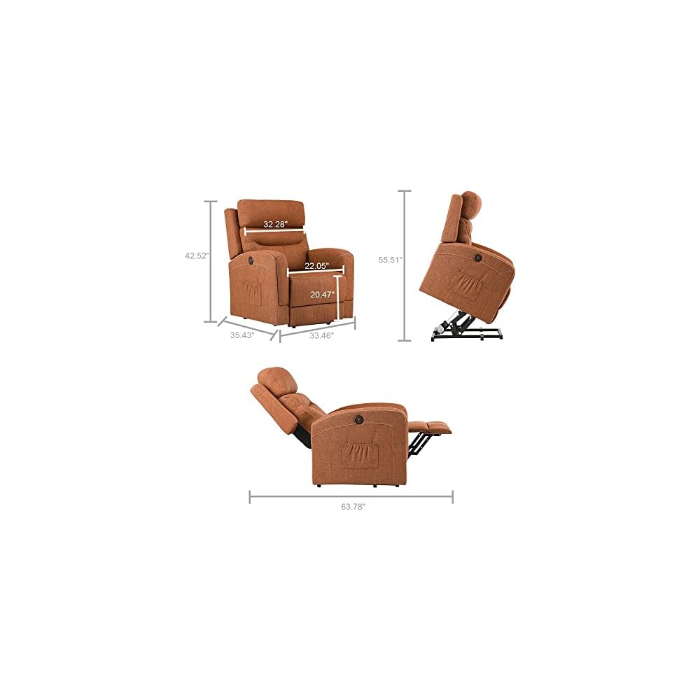 Living Room Chairs Oversize Electric Power Lift Chair Recliner Massage Heat Sofa Linen for Elderly