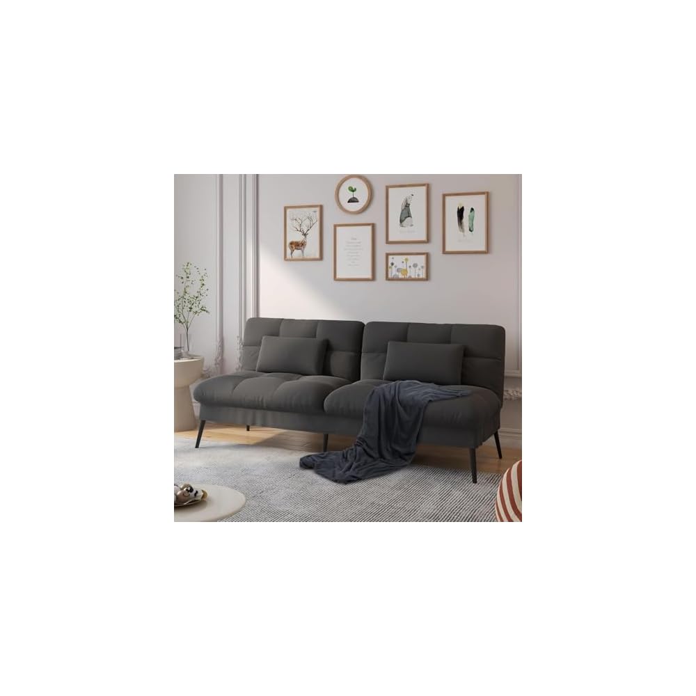 COMHOMA Futon Sofa Bed, 72″ Convertible Sleeper Sofa, Upholstered Loveseat