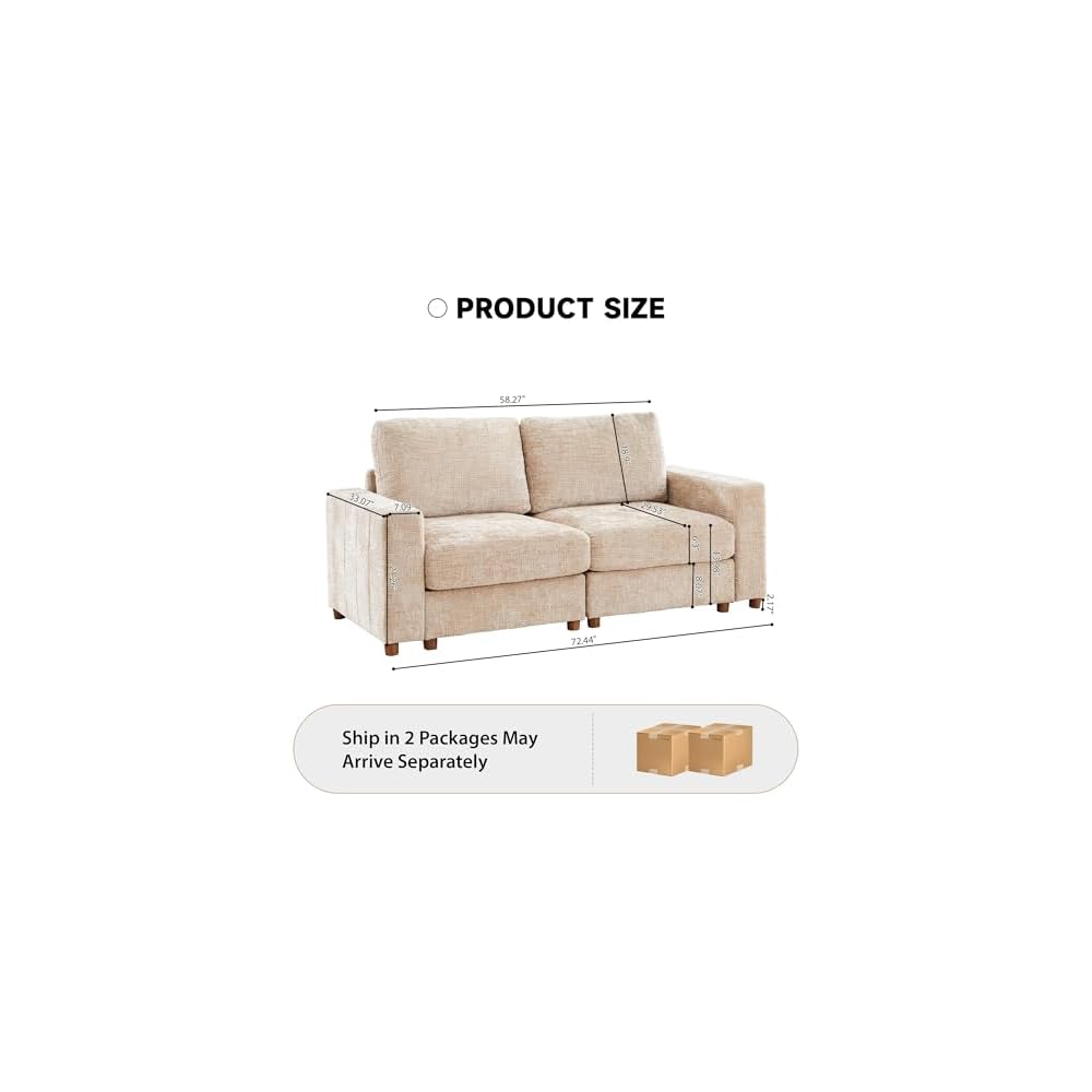 Light Brown Cloud Loveseat Couch with Storage, 2 Person Big Comfy and Soft Memory Foam Sofa Couch 29.53'' Deep, Mid-Century Modern 2 Seater Small Sofa for Bedroom,Office,Small Space - Brown