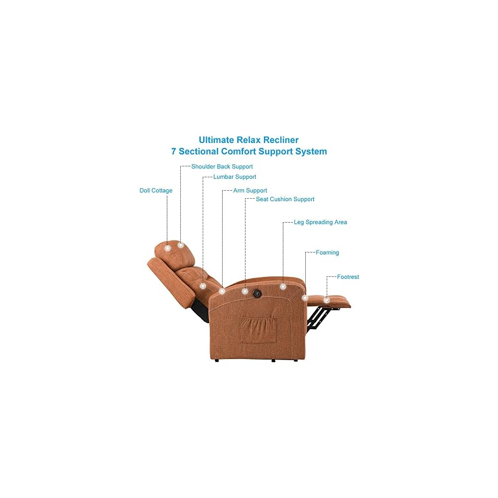 Living Room Chairs Oversize Electric Power Lift Chair Recliner Massage Heat Sofa Linen for Elderly