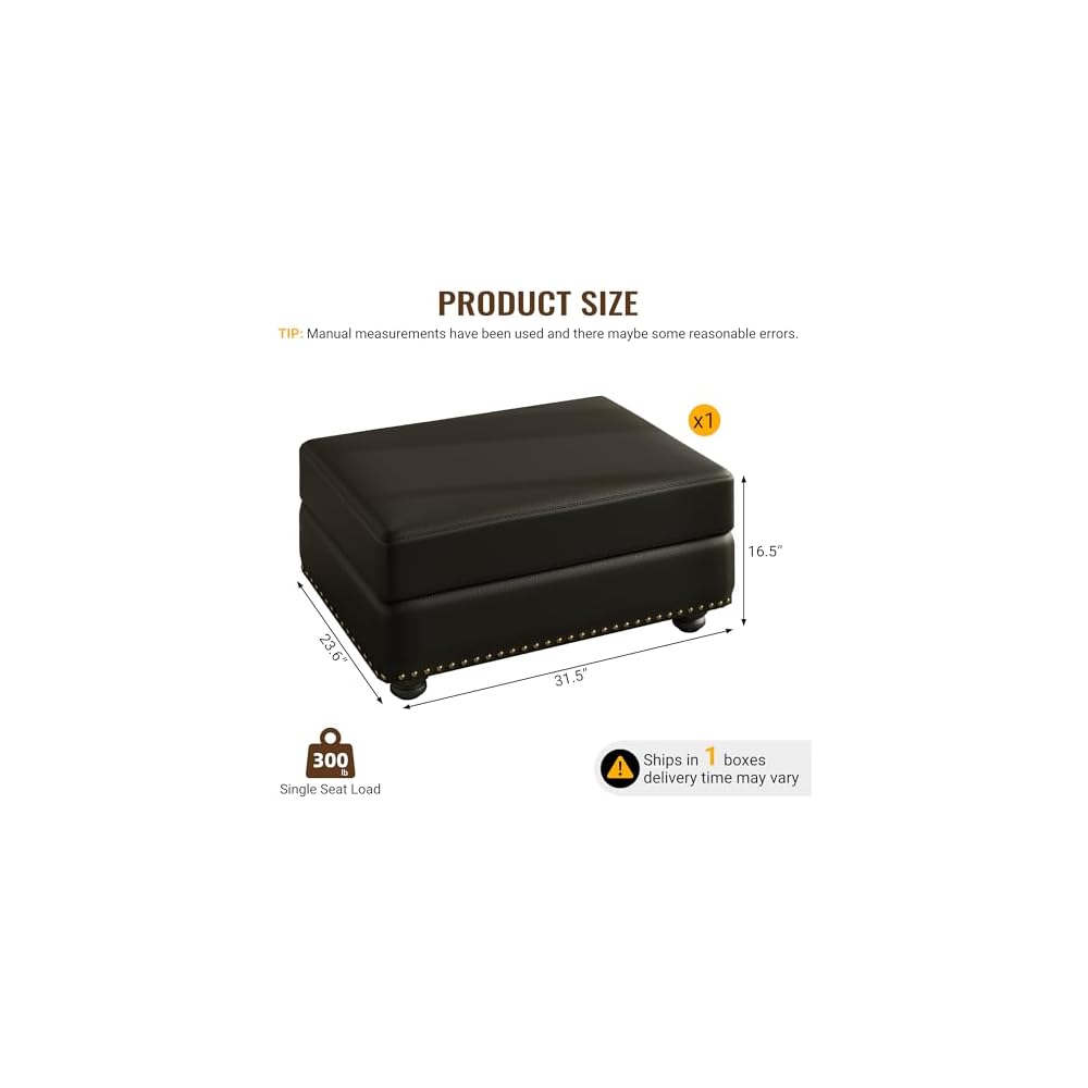 Leather Ottoman For Sofa couch Set Combination for Living Rooms, Offices