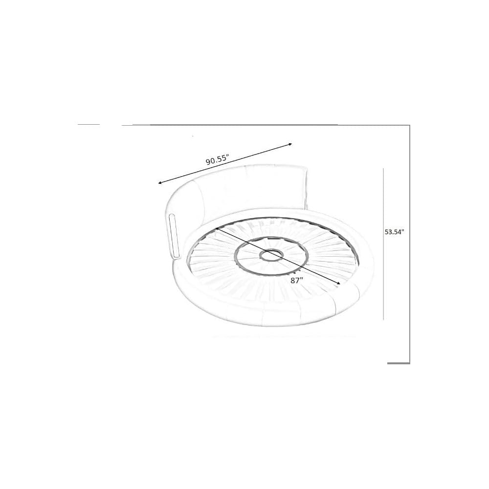 LED Genuine Leather Round Bed Gray