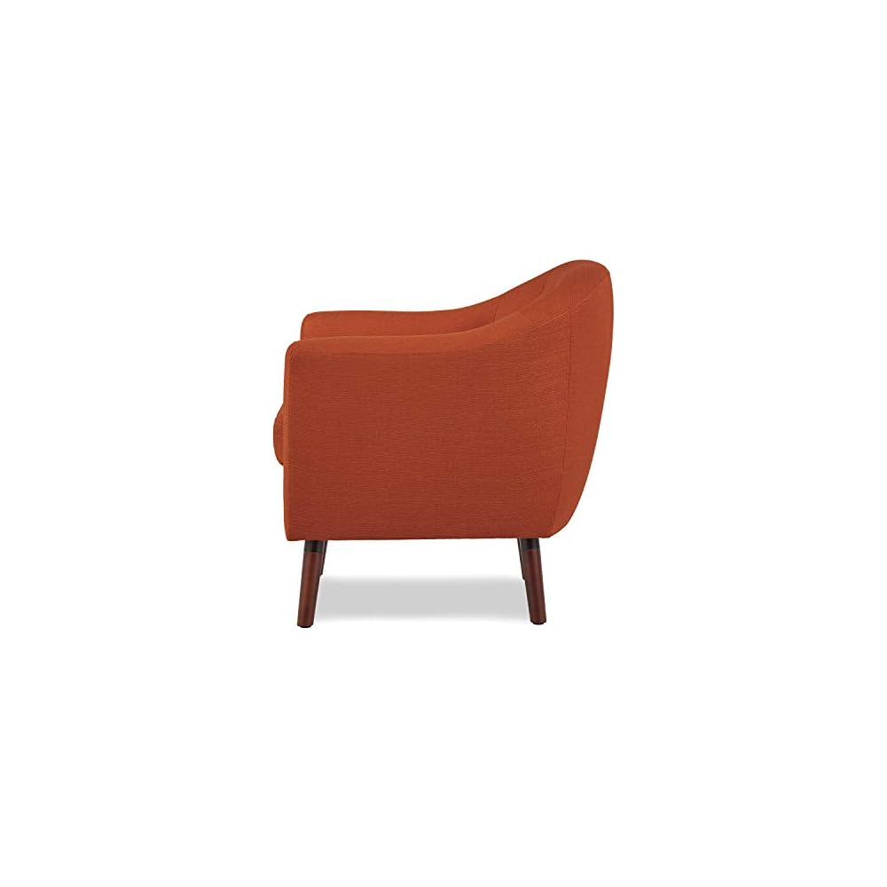 Homelegance Lucille Modern Accent Chair, Upholstered Reading Chair with Button-Tufted Back, Sloped Arms, Removable Seat Cushion Cover and Espresso Wood Legs, for Living Room, Bedroom or Office, Orange