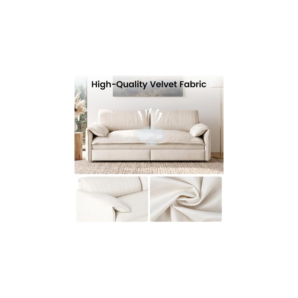 66”Convertible Queen Sofa Bed, 3-in-1 Pull Out Couch, White