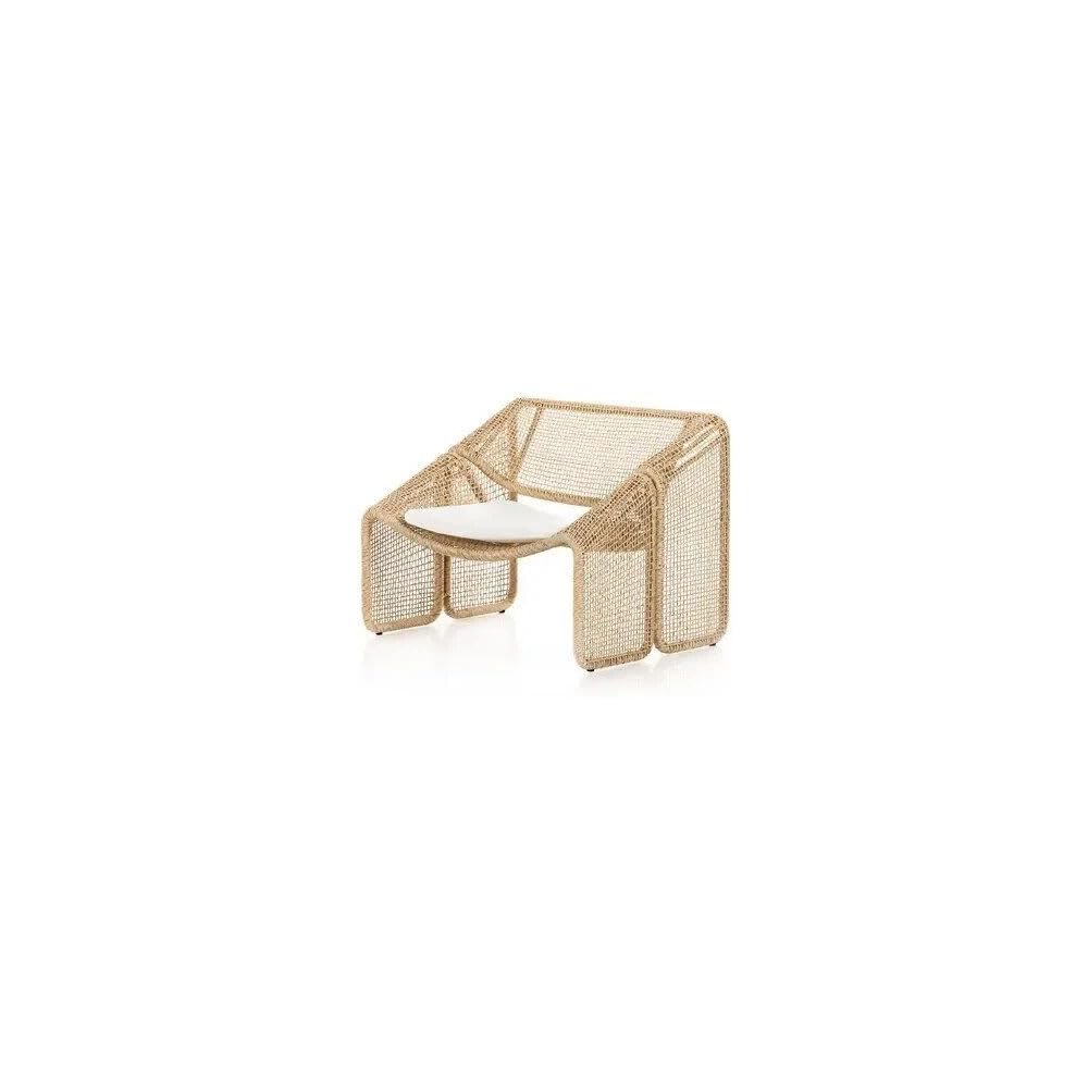 Modern Nordic Rattan Lounge Chair – Elegant Velvet Outdoor/Indoor Sofa Chair