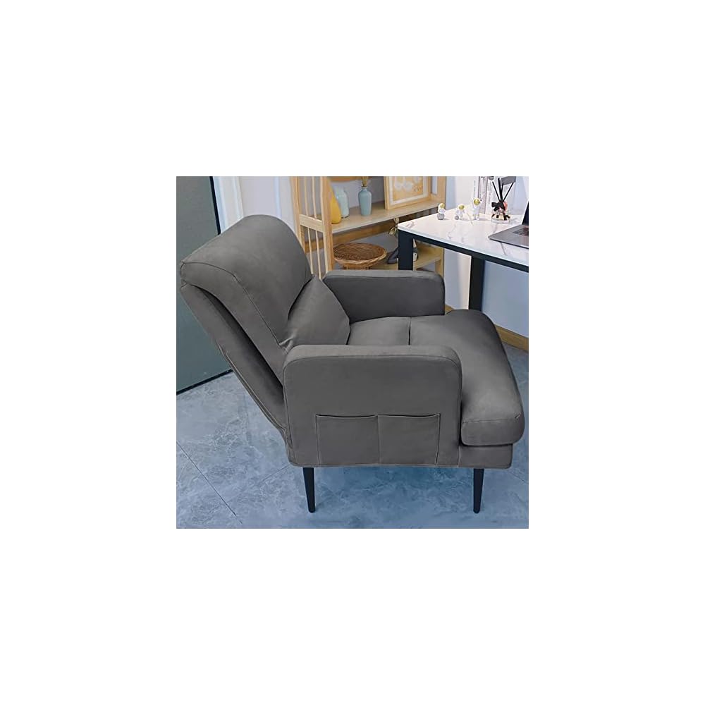 Two-Layer Cushion Sofa Chair with Multi-Stage Adjustable Backrest, Easy to Assemble, White and Dark Gray Comfortable Chair (White)