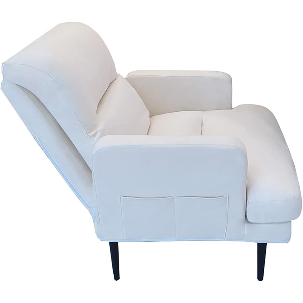 Two-Layer Cushion Sofa Chair with Multi-Stage Adjustable Backrest, Easy to Assemble, White and Dark Gray Comfortable Chair (White)