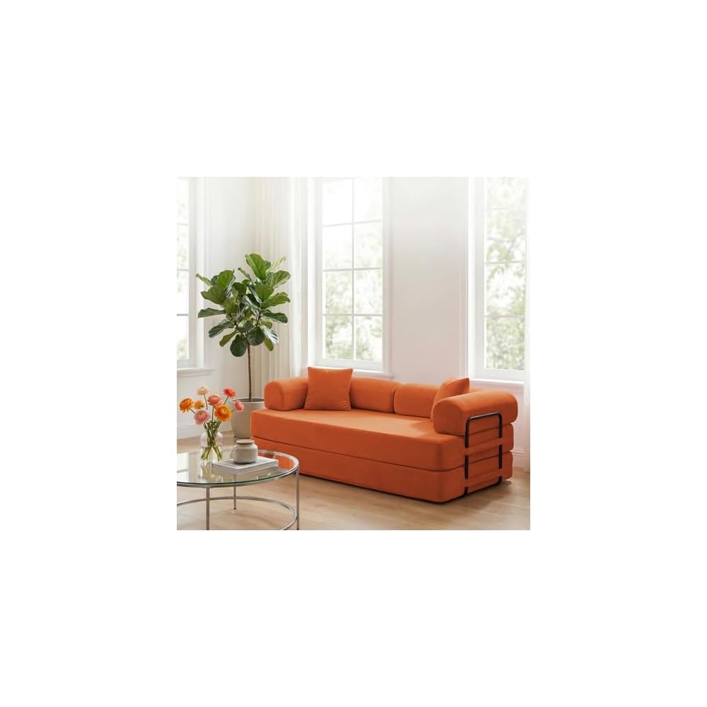 ijuicy 4-in-1 King Convertible Floor Sofa Bed,Modular Sleeper Sofa/-Orange