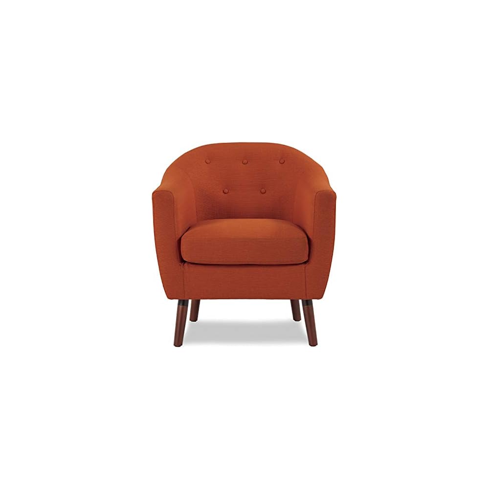 Homelegance Lucille Modern Accent Chair, Upholstered Reading Chair with Button-Tufted Back, Sloped Arms, Removable Seat Cushion Cover and Espresso Wood Legs, for Living Room, Bedroom or Office, Orange