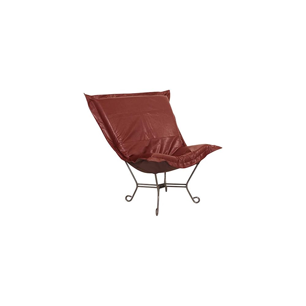 Howard Elliott Collection Scroll Puff Rocker Chair with Cover, Multipurpose Butterfly Seating Chair with Titanium Frame for Indoor or Outdoor Use, Patio, Camping or Home, Avanti Apple