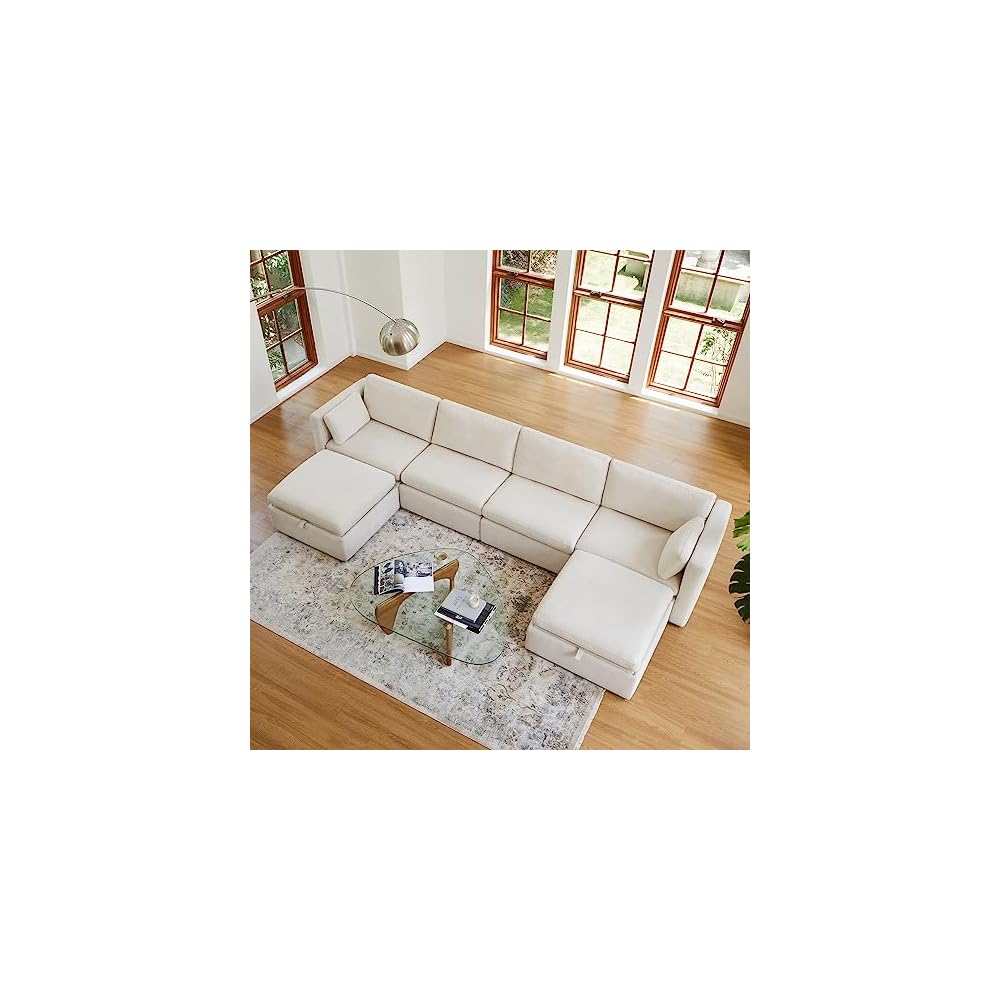CHITA 146" Modular Sectional Sofa, 6 Seat Modular Couch, Linen