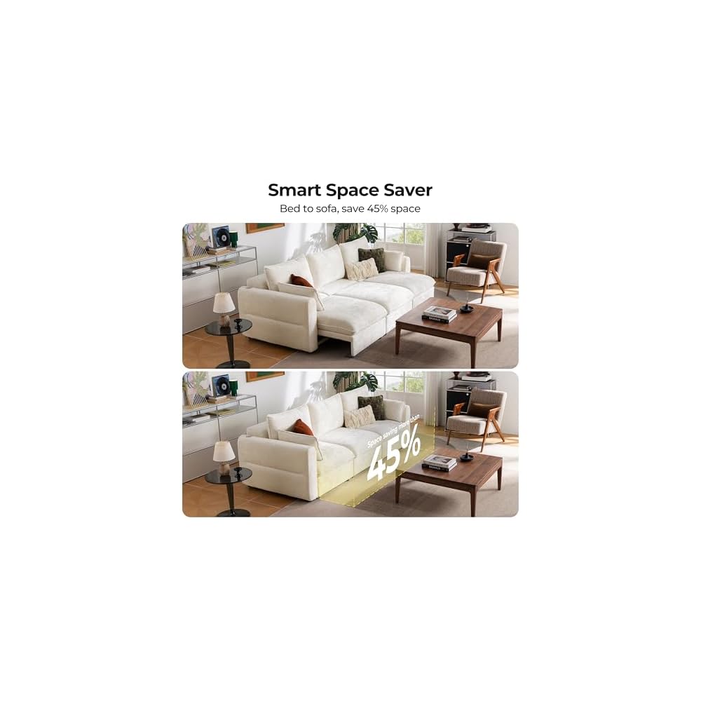 103" Electric Pull Out Sleeper Sofa Bed, 2in1 Power Extendable Couch Bed