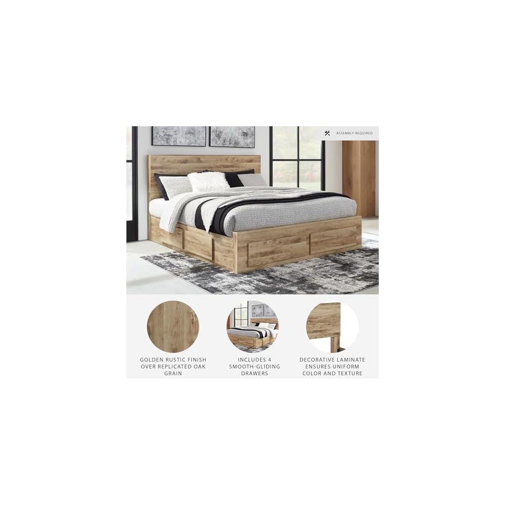 Signature Design by Ashley Queen Platform Bed with Storage Drawers, Tan