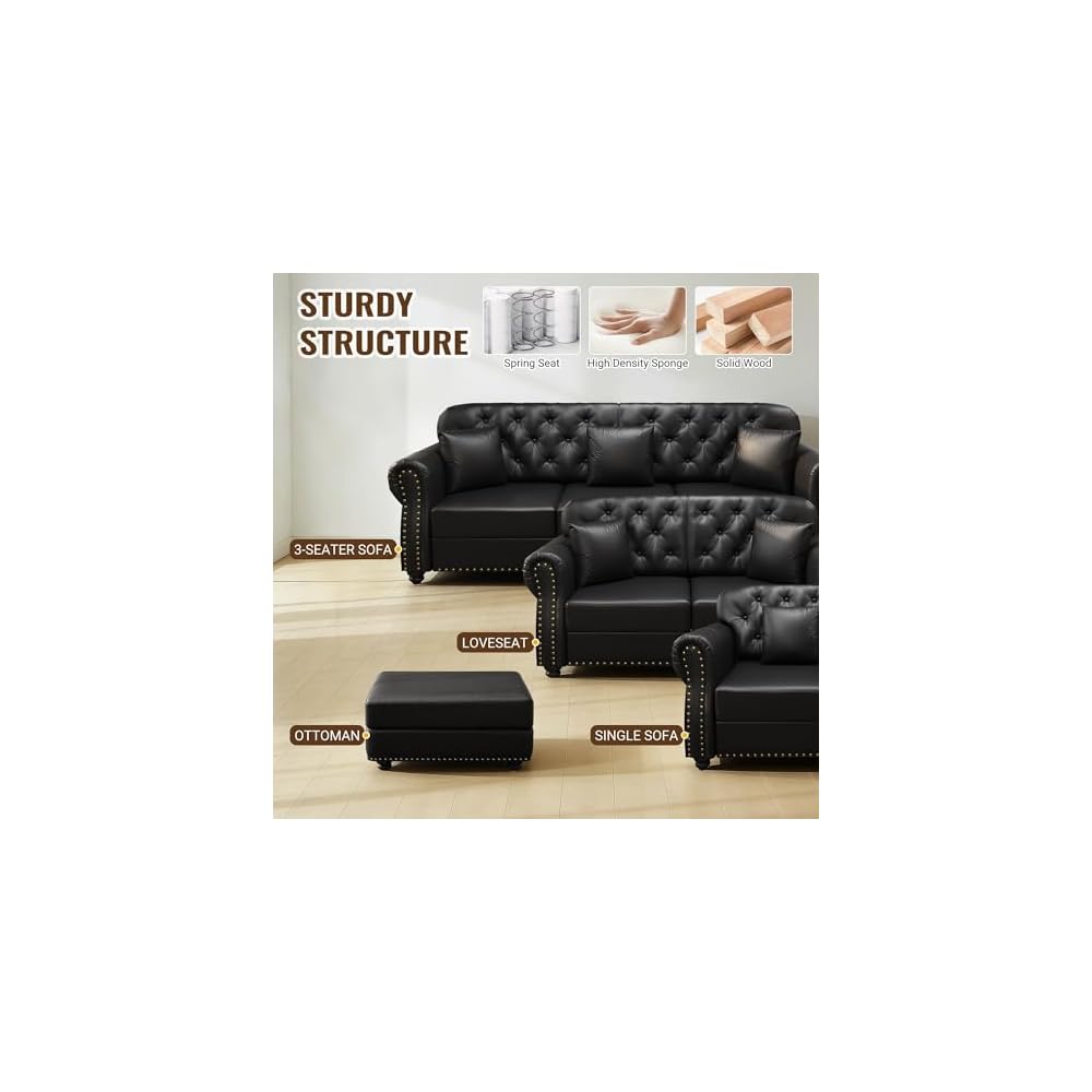 Leather Ottoman For Sofa couch Set Combination for Living Rooms, Offices
