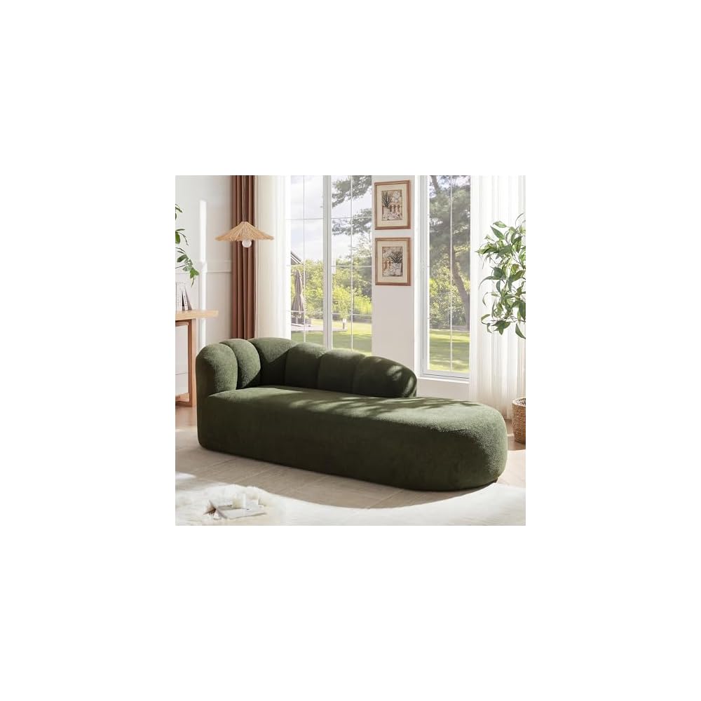 Christopher Knight Home Presie Upholstered Boneless Chaise Lounge Chair Indoor, Comfy Chaise Lounge Sofa for Bedroom, Modern Home Sofa Living Room, No Assembly Required, Olive Green