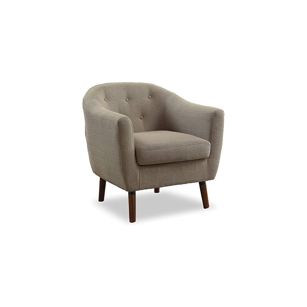 Homelegance Lucille Modern Accent Chair, Upholstered Reading Chair with Button-Tufted Back, Sloped Arms, Removable Seat Cushion Cover and Espresso Wood Legs, for Living Room, Bedroom or Office, Orange