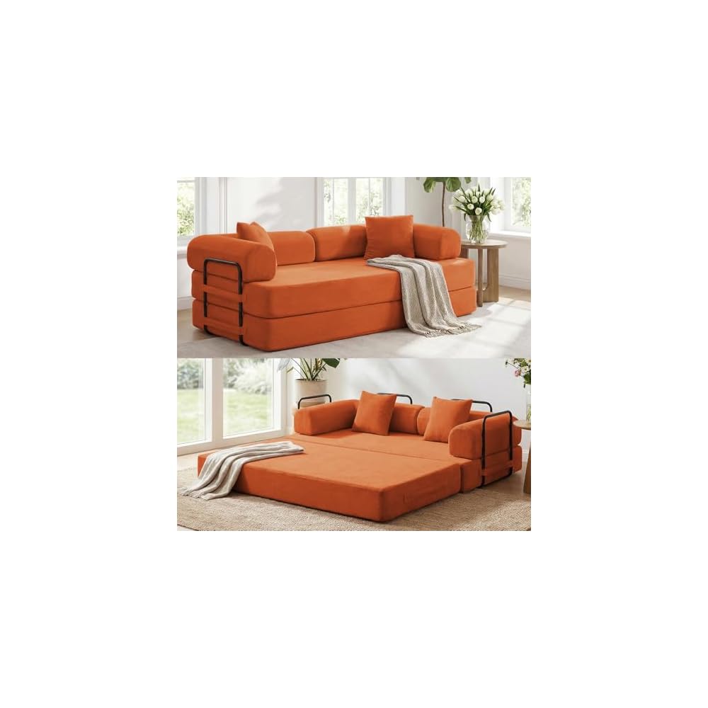 ijuicy 4-in-1 King Convertible Floor Sofa Bed,Modular Sleeper Sofa/-Orange