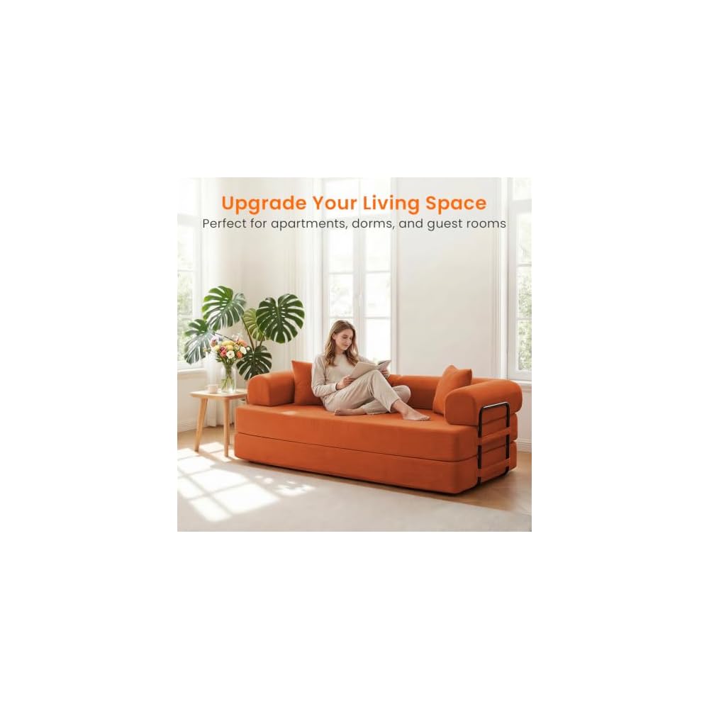 ijuicy 4-in-1 King Convertible Floor Sofa Bed,Modular Sleeper Sofa/-Orange