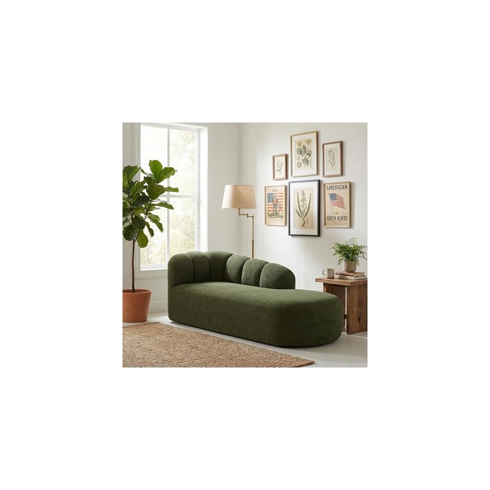Christopher Knight Home Presie Upholstered Boneless Chaise Lounge Chair Indoor, Comfy Chaise Lounge Sofa for Bedroom, Modern Home Sofa Living Room, No Assembly Required, Olive Green