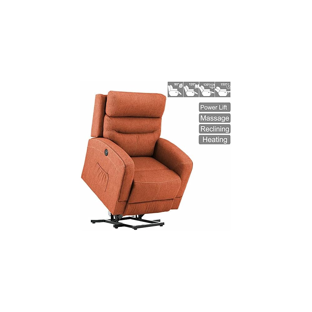 Living Room Chairs Oversize Electric Power Lift Chair Recliner Massage Heat Sofa Linen for Elderly