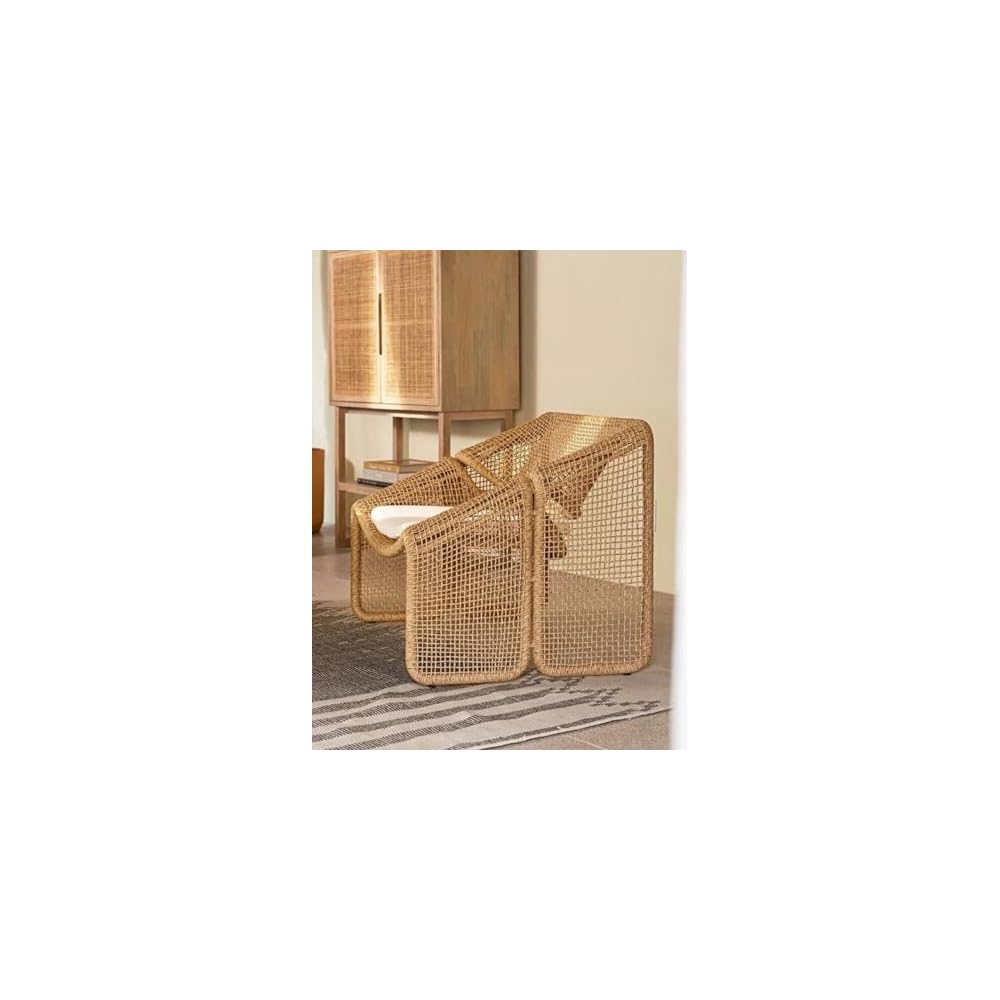 Modern Nordic Rattan Lounge Chair – Elegant Velvet Outdoor/Indoor Sofa Chair