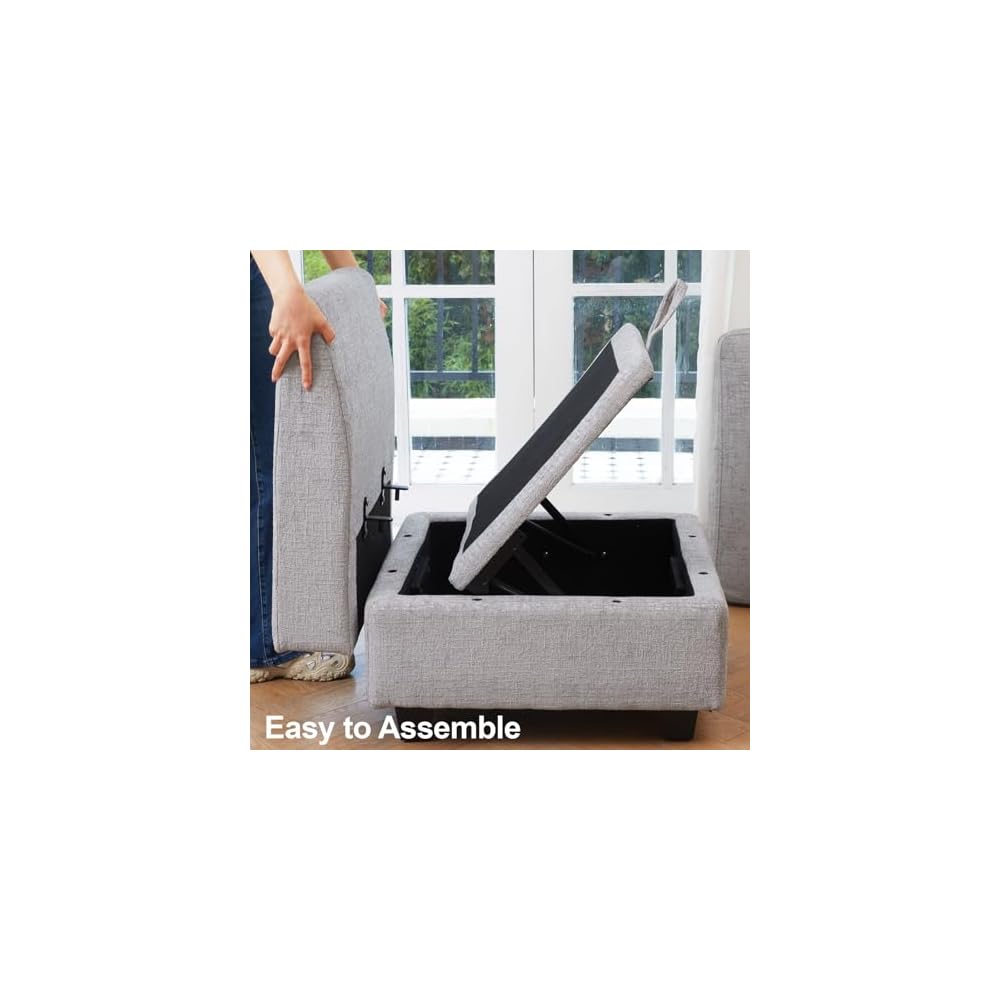 Belffin Modular Sectional Sofa Armrest Module for Chenille Modular Couch, Pair of Armrests, Light Grey