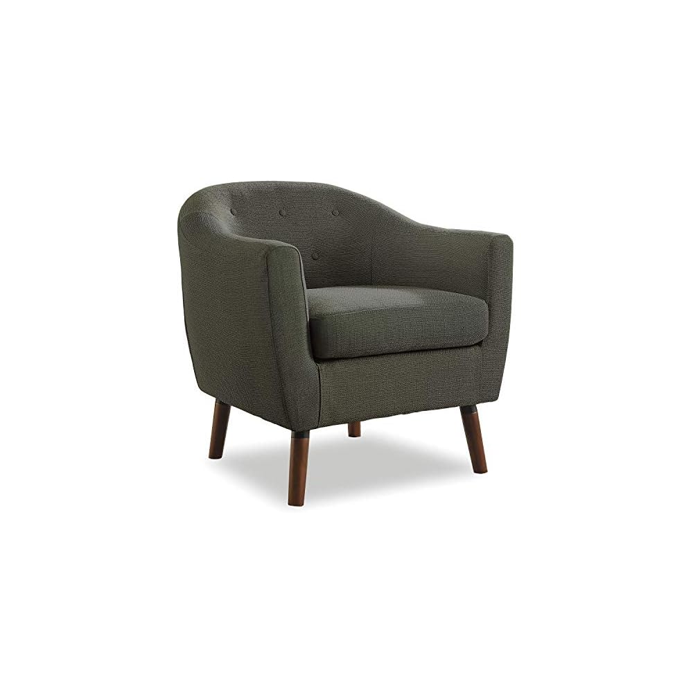 Homelegance Lucille Modern Accent Chair, Upholstered Reading Chair with Button-Tufted Back, Sloped Arms, Removable Seat Cushion Cover and Espresso Wood Legs, for Living Room, Bedroom or Office, Orange