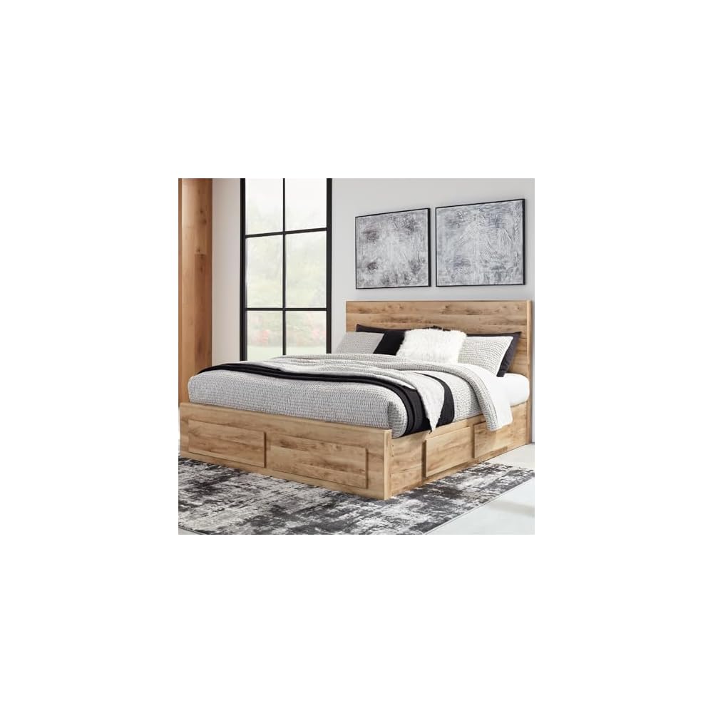 Signature Design by Ashley Queen Platform Bed with Storage Drawers, Tan