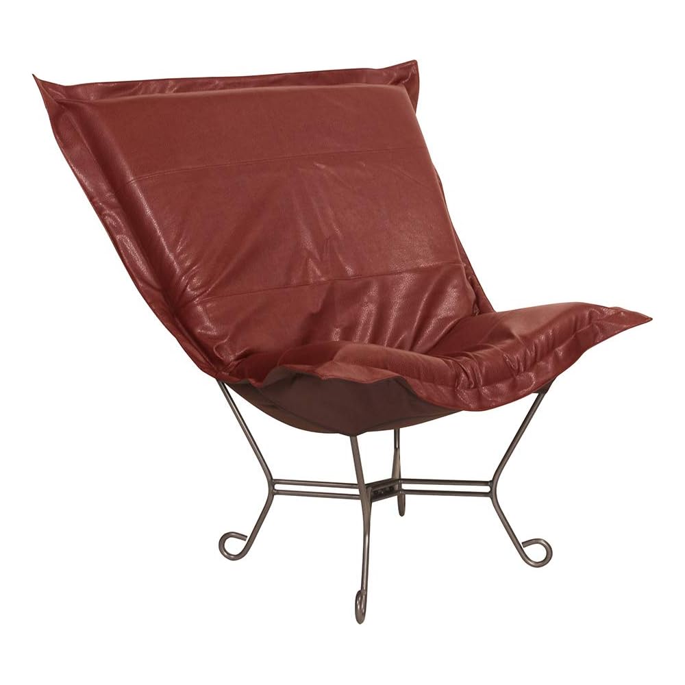 Howard Elliott Collection Scroll Puff Rocker Chair with Cover, Multipurpose Butterfly Seating Chair with Titanium Frame for Indoor or Outdoor Use, Patio, Camping or Home, Avanti Apple