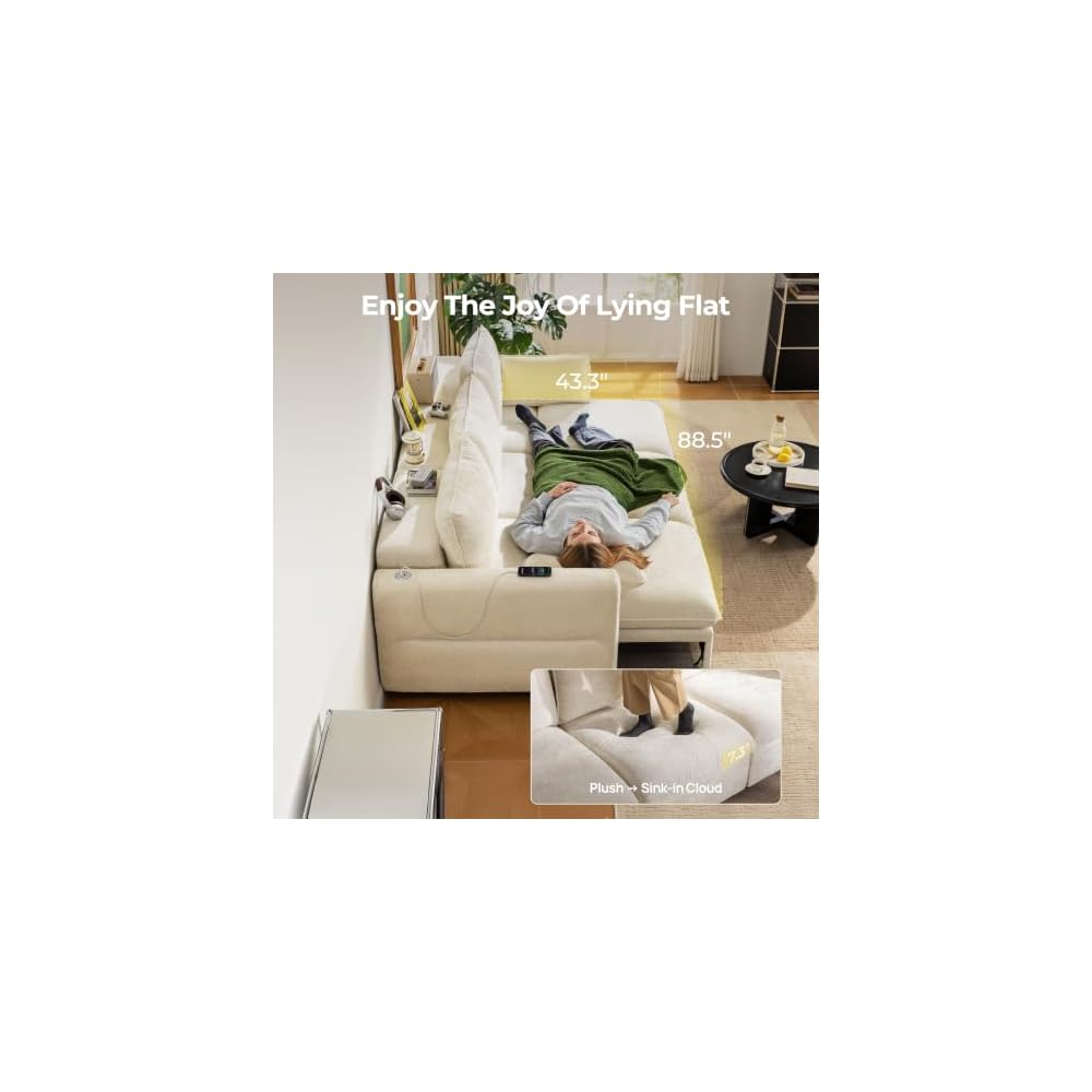 103" Electric Pull Out Sleeper Sofa Bed, 2in1 Power Extendable Couch Bed