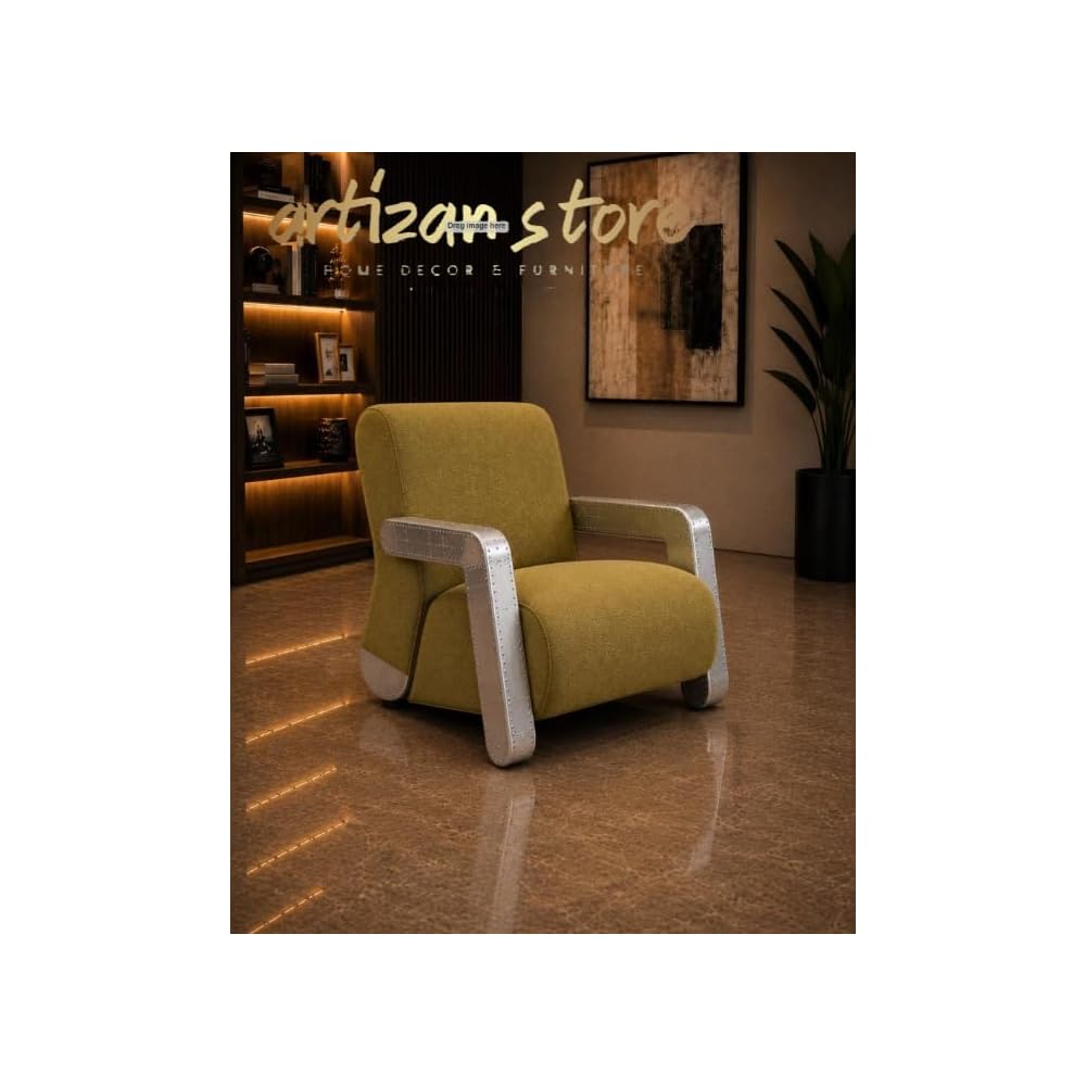ARTIZANSTORE Aviator Accent Chair | Aircraft Aluminum Lounge Armchair | Industrial Sofa Aviator Accent Chair,