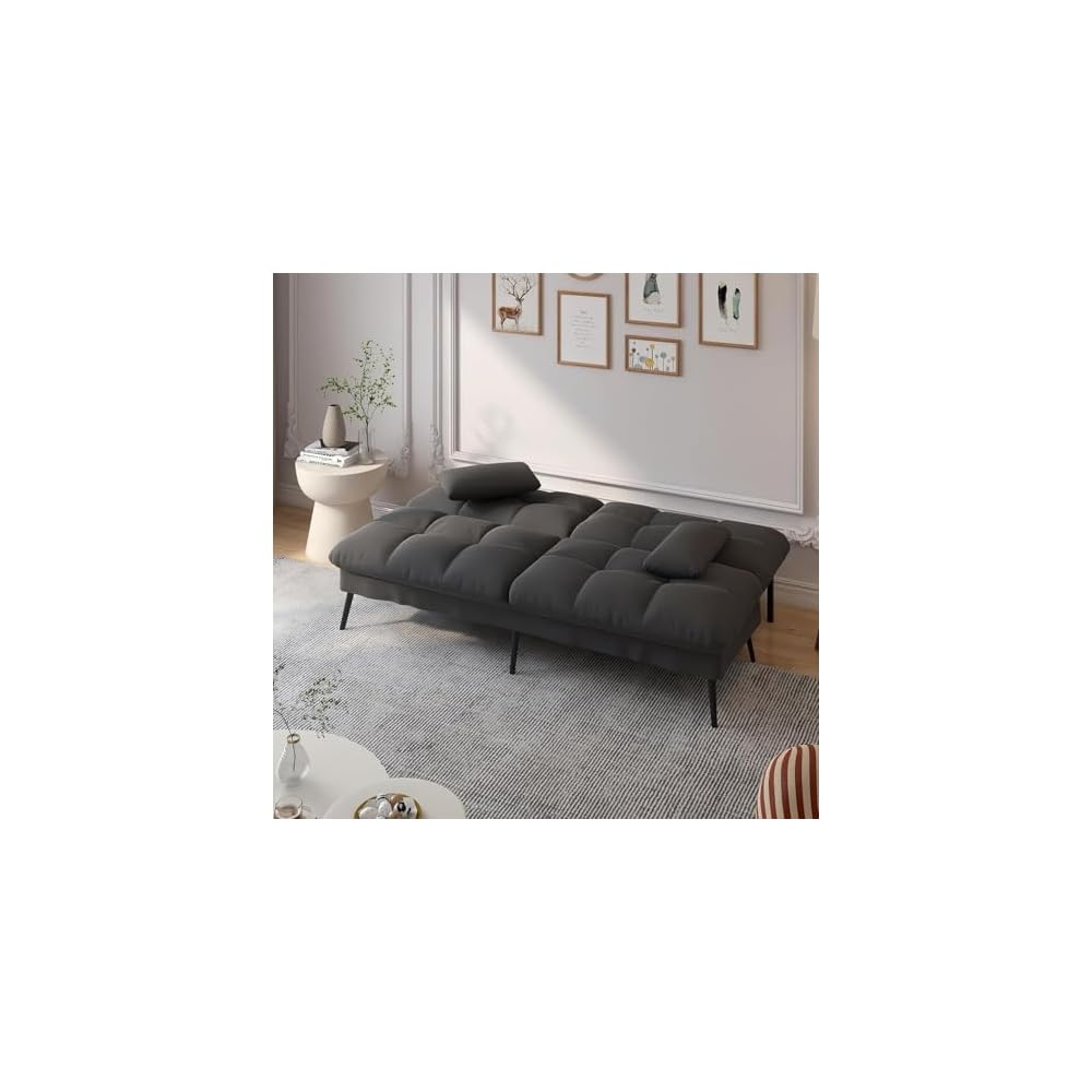 COMHOMA Futon Sofa Bed, 72″ Convertible Sleeper Sofa, Upholstered Loveseat