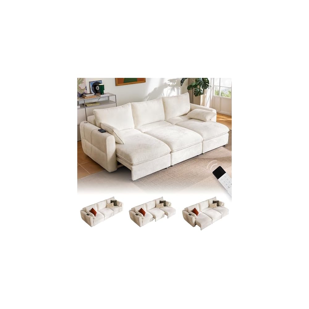 103" Electric Pull Out Sleeper Sofa Bed, 2in1 Power Extendable Couch Bed
