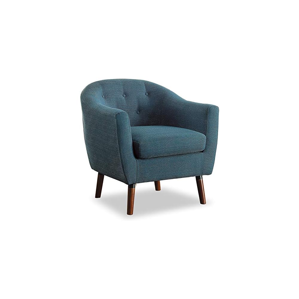Homelegance Lucille Modern Accent Chair, Upholstered Reading Chair with Button-Tufted Back, Sloped Arms, Removable Seat Cushion Cover and Espresso Wood Legs, for Living Room, Bedroom or Office, Orange