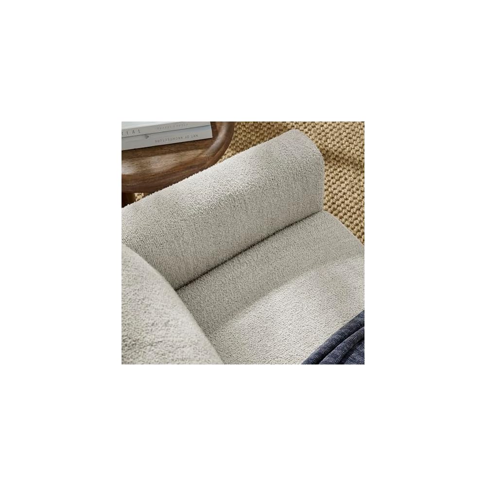 Modway Hawken 54 Inch Boucle Loveseat in Parchment Beech with Wood Legs – Mid-Century Modern Small Space 2-Seater Sofa for Living Room, Bedroom, or Office Lounge
