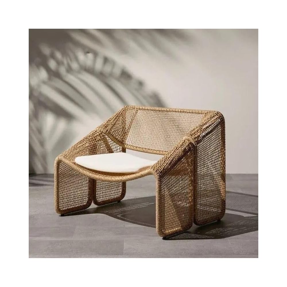 Modern Nordic Rattan Lounge Chair – Elegant Velvet Outdoor/Indoor Sofa Chair