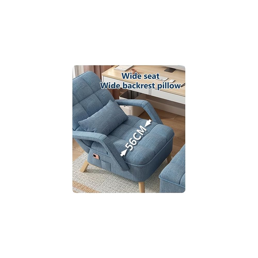 Modern Armchair with Soft Cushion and Ottoman Recliner Chair for Bedroom or Living Room Lounge Seat with Pillow Wood Legs Dark Grey